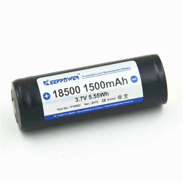 P1850C keeppower protected 18500 li ion battery 3.7V 1500mAh icr18500